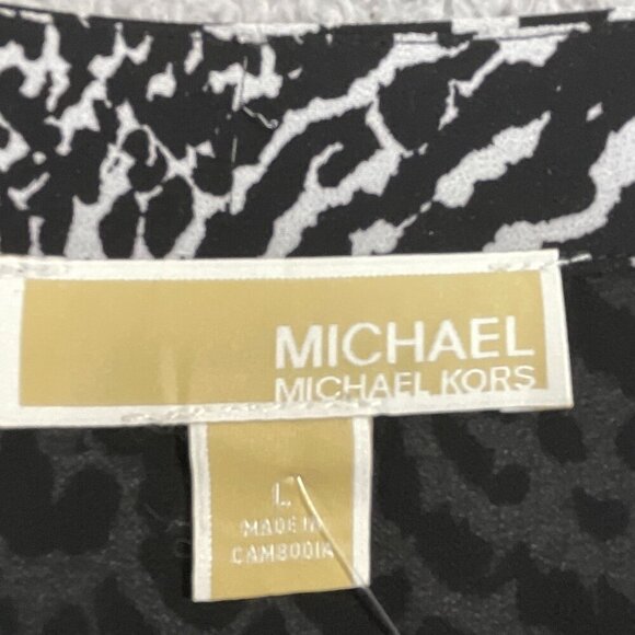 NEW Michael Kors Womens L Ocelot Kate Printed Animal Printed Chiffon Midi Dress - Picture 5 of 10